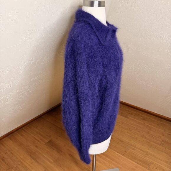VTG Connie A Lee Angora Fuzzy Sweater Womens S/M Purple Collared Whimsical Retro - Picture 9 of 11